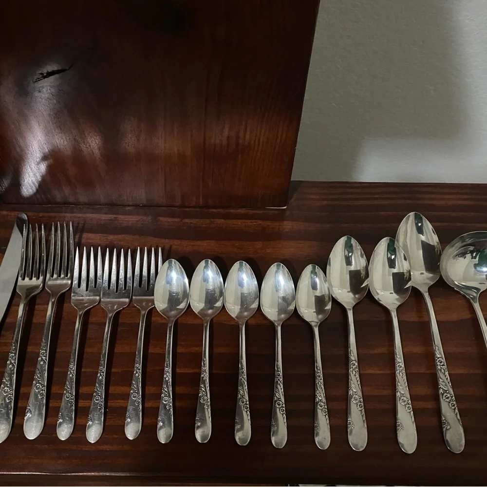 VTG 17 Piece 1950 Oneida Tudor Plate Community Bridal Wreath Floral Pattern